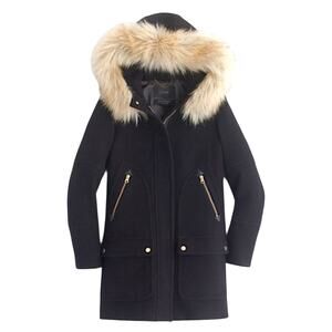 J. Crew Italian Stadium Cloth Wool Chateau Parka Coat Black Size 2